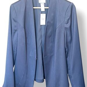 Classic Women’s Open-Front Blazer Jacket - Grey/Blue